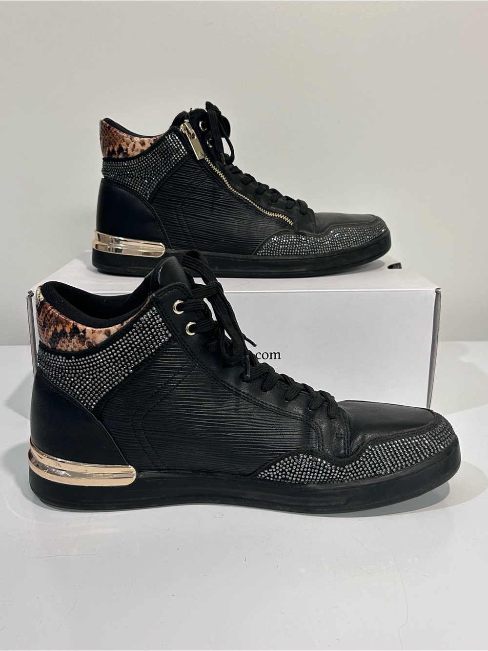 Men’s Aldo Black High-Top Sneakers with Metallic Accents